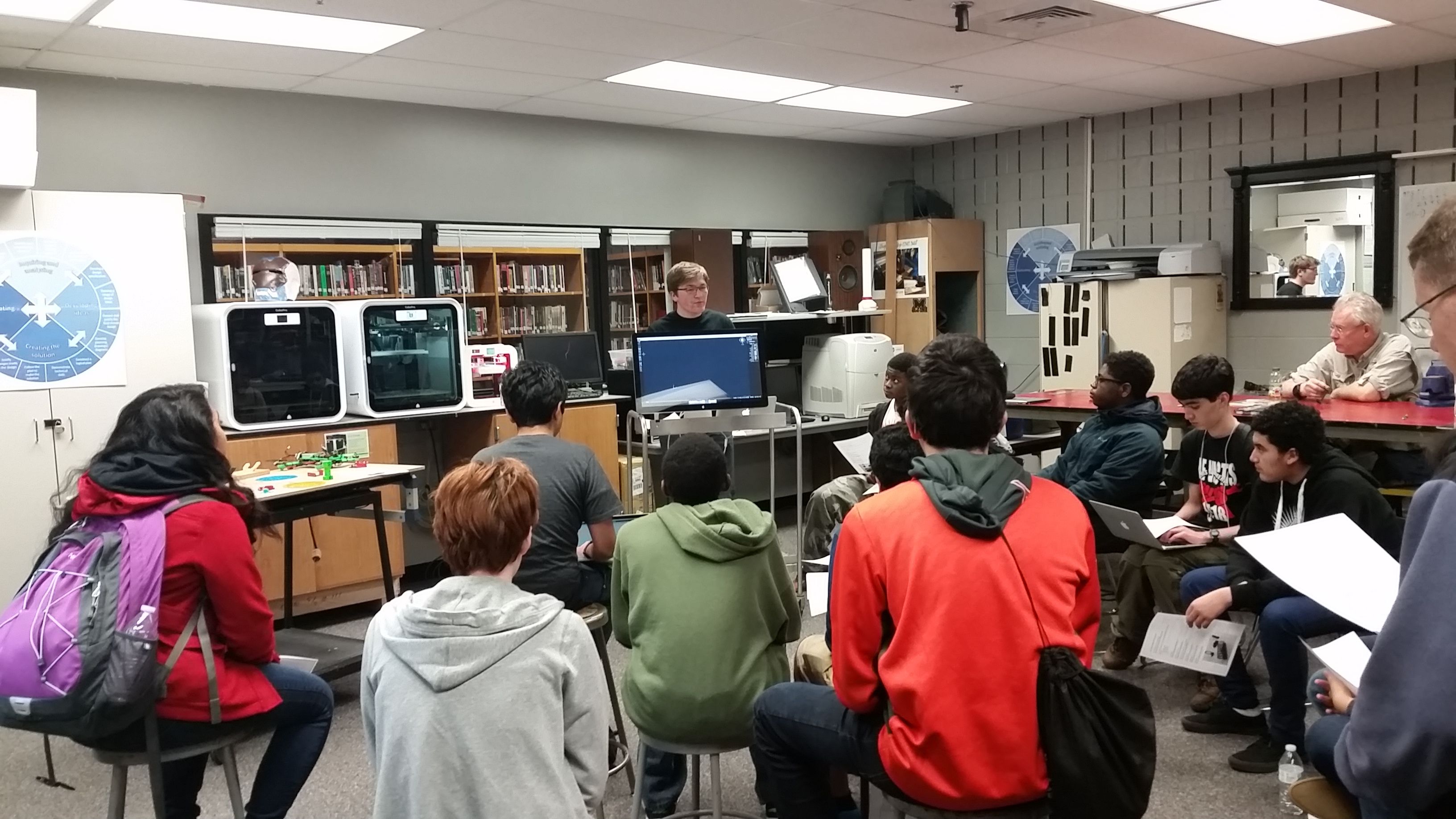 Students attending a 2015 workshop in the Makerspace.